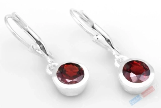 Stříbrné minimalistické náušnice (Ag 925/1000) s broušeným granátem almandin QA, prům. cca 8 mm (GR5142U) 