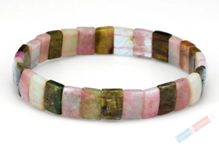 Náramek z turmalínu všech barev QA, plochý, dílky cca 12 x 7 až 8 mm (TU6051NS) 