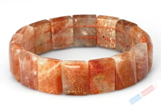 Náramek ze slunečního kamene QA, plochý, dílky cca 11 x 15 mm (SL9075NS)