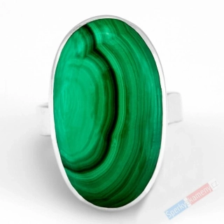 Stříbrný prsten (Ag 925/1000) s malachitem QAA, vel. kamene cca 27 x 17 mm (MA8473R)