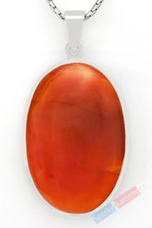 Větší stříbrný přívěsek (Ag 925/1000) s karneolem QAA, ovál cca 41 x 29 mm, nádherná barva, "když pomeranče zrají" (KA1936P)