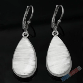 Stříbrné náušnice (Ag 925/1000) s bílým skolecitem QA, kapky cca 26 x 14 mm "andělská křídla", RARITA (SC7265U)