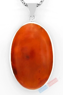 Větší stříbrný přívěsek (Ag 925/1000) s karneolem QA, ovál cca 44 x 29 mm, nádherná barva (KA2117P)