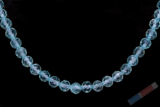 Náhrdelník z broušeného Sky Blue topazu QA, kuličky cca 6 mm, stříbro Ag 925/1000 (TP8712B) 