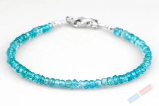 Náramek z apatitu QAA, broušené čočky cca 2 mm, stříbro Ag 925/1000, nádherná barva (AP6051NS)