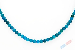 Náhrdelník z broušeného sytě tyrkysového apatitu QA, stříbro Ag 925/1000, kuličky cca 4 mm (AP4598B)