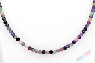 Náhrdelník z broušeného fluoritu QA, stříbro Ag 925/1000, kuličky cca 4 mm (FL5566B)