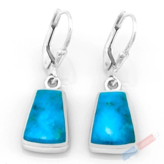 Stříbrné náušnice (Ag 925/1000) s arizonským tyrkysem QA, cca 13 x 10 mm, RARITA (TYS7267U) 