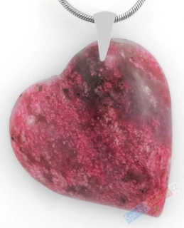 Originální přívěsek z thulitu QA, stříbro Ag 925/1000, srdce cca 36 x 33 mm, krásná sytá růžová barva, "srdce anděla strážného II.", RARITA (THL5929P)