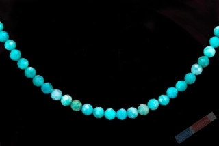 Náhrdelník z broušeného amazonitu z Peru QA, stříbro Ag 925/1000, kuličky cca 4 mm, nádherná tyrkysová barva (AIT6055B)