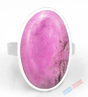 Stříbrný prsten (Ag 925/1000) s kobaltovým kalcitem QAA, vel. kamene cca 26 x 18 mm,  RARITA (KKC7867R) 