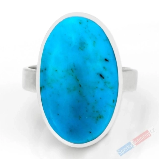 Stříbrný prsten (Ag 925/1000) s arizonským tyrkysem QA, vel. kamene cca 25 x 16 mm, RARITA (TYS1337R) 