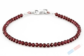 Náramek z broušeného granátu almandin QA, stříbro Ag 925/1000, kuličky cca 3 mm (GR3267NS)
