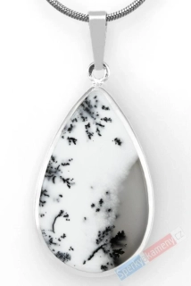 Unisex stříbrný přívěsek (Ag 925/1000) s merlinitem QA, kapka cca 30 x 19 mm, RARITA (OD5142P)