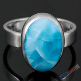 Stříbrný prsten (Ag 925/1000) s larimarem QA, vel. kamene cca 17 x 12 mm, RARITA (LR9085R)
