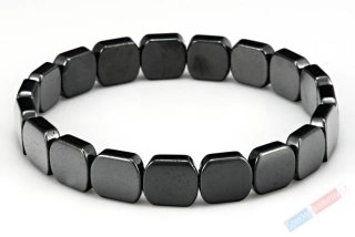 Unisex náramek z hematitu, plochý, dílky cca 11 x 10 mm (HE968NS)