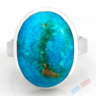 Stříbrný prsten (Ag 925/1000) s arizonským tyrkysem QA, vel.kamene 21 x 17 mm, RARITA (TYS1030R)