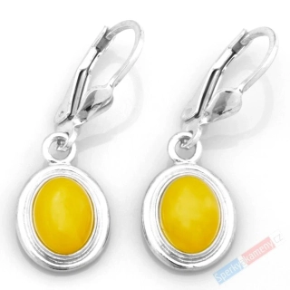 Stříbrné náušnice (Ag 925/1000) s jantarem QA, oválky cca 12 x 11 mm, "dvě sluníčka II" (JA5152U)