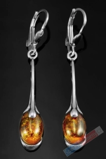 Stříbrné náušnice (Ag 925/1000) s jantarem QA, cca 13 mm, "lesní med" (JA5153U)