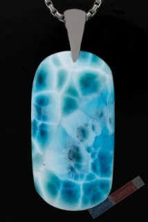 Unisex přívěsek z larimaru QAA, stříbro Ag 925/1000, cca 38 x 20 mm, nádherné syté probarvení, RARITA (LR2821P)