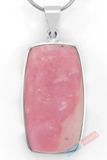 Stříbrný přívěsek (Ag 925/1000) s andským růžovým opálem QA, cca 39 x 22 mm, RARITA (OA1818P)