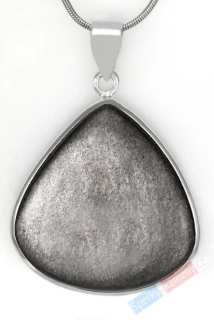 Stříbrný přívěsek (Ag 925/1000) se stříbřitým obsidiánem QAA, kapka cca 35 x 34 mm (OB7868P)
