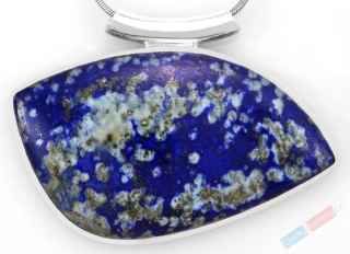Velký stříbrný přívěsek (Ag 925/1000) s lapisem lazuli QAA, cca 35 x 59 mm, "noční zahrada plná květin a hvězd" (LL1515P)