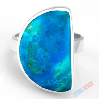 Stříbrný prsten (Ag 925/1000) s modrým peruánským opálem QAA, vel. kamene cca 26 x 17 mm, RARITA (OPE1513R)