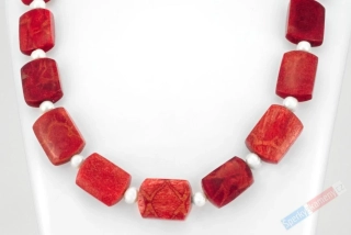 Originální náhrdelník v boho stylu z houbového korálu a sladkovodních perel, stříbro Ag 925/1000, "kráska z Banaba" (KP1212S)