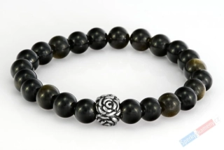 Náramek ze zlatistvého obsidiánu QA, kuličky cca 8 mm (OB1512NS)