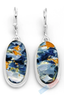 Stříbrné náušnice (Ag 925/1000) s pietersitem QA, ovály cca 27 x 13 mm, RARITA (PS1519U)