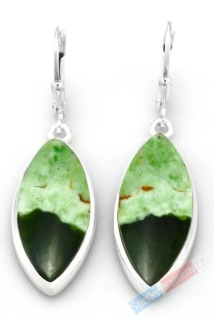 Stříbrné náušnice (Ag 925/1000) s chromchalcedonem QA, cca 29 x 12 mm, RARITA (CHN7870U)