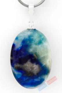 Unisex přívěsek z afghanitu QA, ovál cca 30 x 20 mm, stříbro Ag 925/1000, "andělská energie", RARITA (AFT7868P)