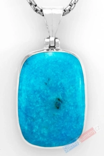 Unisex stříbrný přívěsek (Ag 925/1000) s arizonským tyrkysem QA, cca 29 x 21 mm, nádherná barva, RARITA (TYS2057P)
