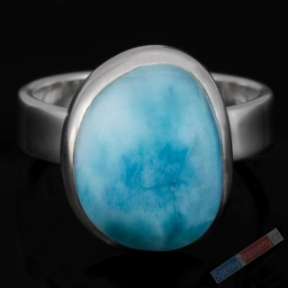 Stříbrný prsten (Ag 925/1000) s larimarem QA, vel. kamene cca 16 x 13 mm, RARITA (LR9081R)