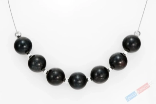 Originální náhrdelník z nummitu QA na lanku, kuličky cca 10,5 mm, sedm kuliček, stříbro Ag 925/1000, RARITA (NT7344S)