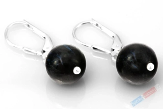 Náušnice z nummitu QA, závěs, kuličky cca 10,5 mm, stříbro Ag 925/1000, RARITA (NT1815U)