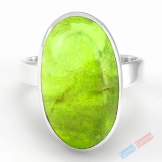 Stříbrný prsten (Ag 925/1000) s gaspeitem QAA, vel. kamene cca 23 x 14 mm, RARITA (GS9085R)