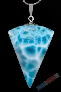 Větší unisex přívěsek z larimaru QA, stříbro Ag 925/1000, cca 40 x 28 mm, krásná kresba, RARITA (LR1575P)