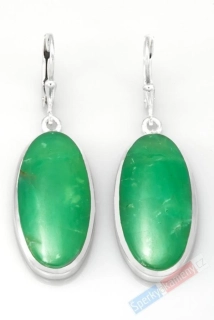 Stříbrné náušnice (Ag 925/1000) s chryzoprasem QAA, ovály cca 27 x 14 mm, RARITA (CHR1215U)