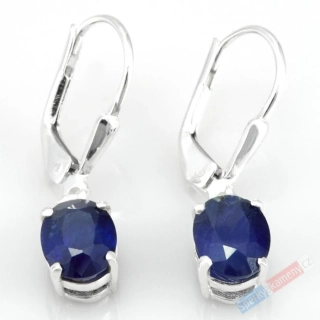 Stříbrné náušnice (Ag 925/1000) s broušeným safírem QA, oválky cca 8 x 6 mm (SFF1215U)