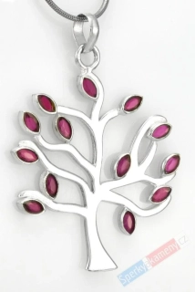 Větší originální stříbrný přívěsek (Ag 925/1000) ve tvaru stromu života s rubínem QA, cca 44 x 40 mm (SRU6050P)