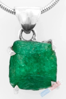Unisex stříbrný přívěsek (Ag 925/1000) s přírodním smaragdem QA, cca 10 x 10 mm, nádherná barva (SM1030P)