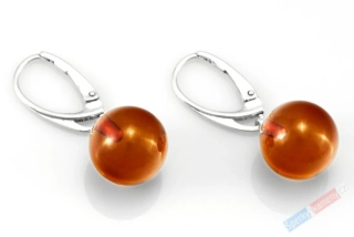 Náušnice z baltského jantaru QA, kuličky prům. cca 13 mm, stříbro Ag 925/1000 (JA2879U)