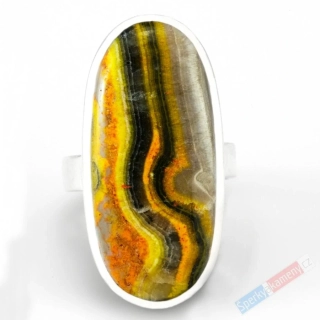 Velký stříbrný prsten (Ag 925/1000) s bumblebee jaspisem QA, vel. kamene cca 34 x 17 mm, RARITA (JSB6056R)