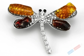 Originální brož z baltského jantaru, tvar vážky cca 46 x 37 mm (BJA2367V)