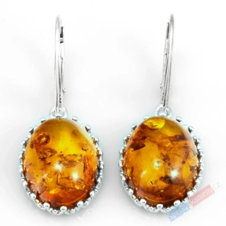 Stříbrné náušnice (Ag 925/1000) v boho stylu s jantarem QA, oválky cca 20 x 14 mm (JA5651U)