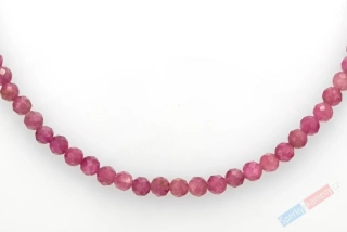 Náhrdelník z broušeného rubelitu QA, kuličky cca 4 mm, stříbro Ag 925/1000 (RB5840B)