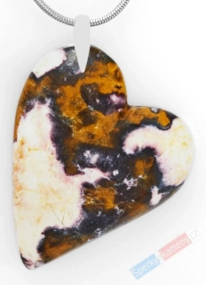 Originální přívěsek z Indian Blanket Stone QA, stříbro Ag 925/1000, srdce cca 39 x 31 mm, "životní energie" (IB5142P)