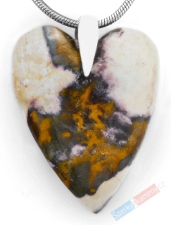 Originální přívěsek z Indian Blanket Stone QA, stříbro Ag 925/1000, srdce cca 28 x 22 mm, "životní energie" (IB2420P)